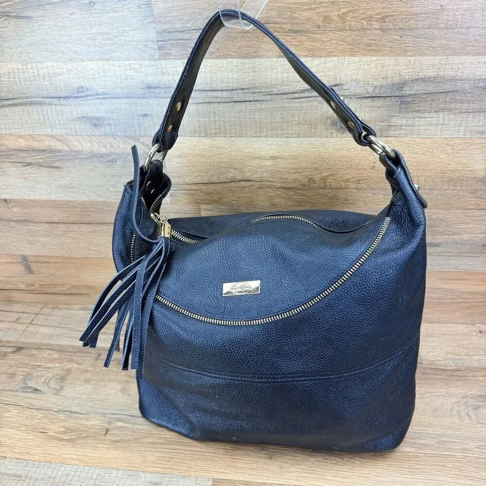 Onna ehrlich Black Pebbled Leather Purse Shoulder Bag
